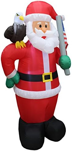 6 FT Patriotic Christmas Inflatable Santa Claus with Eagle & American Flag | Lighted Yard Blow-Up, Outdoor/Indoor Use, Self-Inflating Blower