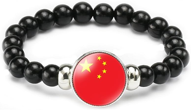 vmcoatdu National Flag Bracelet Elastic Rope Beaded Bracelet Support Your Country Travel Souvenir Gifts for Men Women