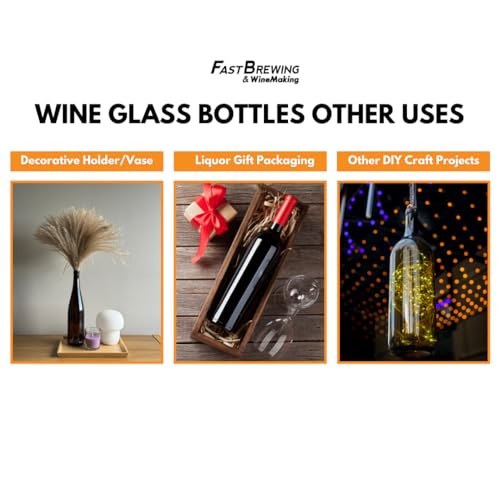 750ml Clear Glass Bottles with Lids, W5 Bordeaux 12-Pack, White Screw Caps | 12 flint flat-bottomed Glass Wine Bottles for home winemaking
