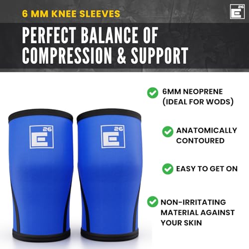 Element 26 Knee Sleeves for Weight Lifting with Gym Bag (M, Black) | 6mm Neoprene Support for Powerlifting, CrossFitting, Squats, Deadlifts, 7mm Compression, Non-Slip, Men & Women, Sold As Pair