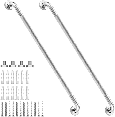 12 Inch Shower Grab Bar 1.25" Dia,Brushed Nickel Anti Slip Bathroom Grab Bar, 304 Stainless Steel Knurled Handicap Grab Bars, Safety Support Handrail,Bath Shower Handle for Elderly Injury Senior