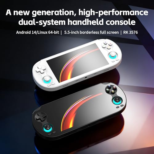 Aivuidbs RG VITA PRO Handheld Game Console RK3576 RGVITA PRO Dual OS Android 14 and Linux System 5.5" IPS INCELL touchscreen 5000mAh Supports WiFi Bluetooth HDMI NEW-RGVITA PRO-Black