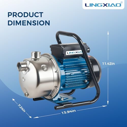 1HP Irrigation Pump, 1110 GPH, Portable Shallow Well Pump, 115V, 141 FT Height, Stainless Steel Sprinkler Pumps for Garden Lawn Farm Irrigation System