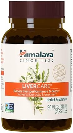 Himalaya LiverCare for Total Liver Support, Cleanse and Detox, Protects Cells & Enzymes, 375 mg, 180 Capsules, 90 Day Supply | Promotes Liver Detox