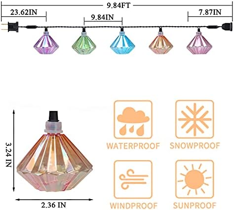 Vigdur Pineapple String Lights, 10FT Multicolor Patio Lights Outdoor
