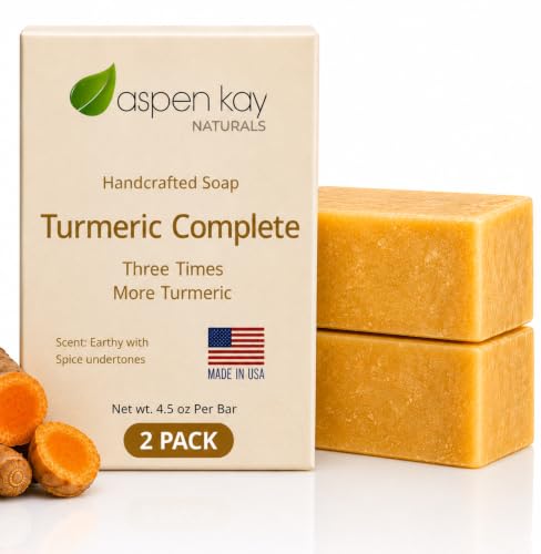 Turmeric Soap for Face & Body, Handmade, Cold Process, Organic. 4.5 oz | Gentle turmeric face wash & cleanser for glowing skin that feels refreshed, soft & balanced. Made in the USA