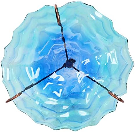 VCUTEKA Glass Bird Bath Outdoor Birdfeeder with Metal Stake Garden Decor