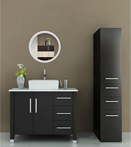 LED Bathroom Round Mirror 22 Inch Diameter | Lighted Vanity Mirror Dimmer & Defogger + Silver Backed Glass | |