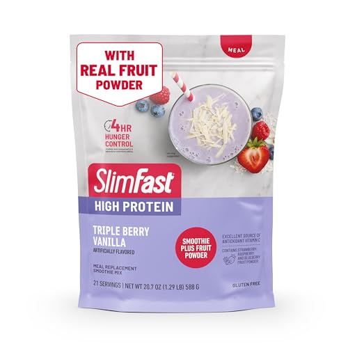 SlimFast High Protein Meal Replacement Shake Powder, 12 Servings (Pack of 2), Advanced Nutrition Smoothie Mix, Digestive Support, Gluten Free, Creamy Chocolate, 20g of Protein (Packaging May Vary)