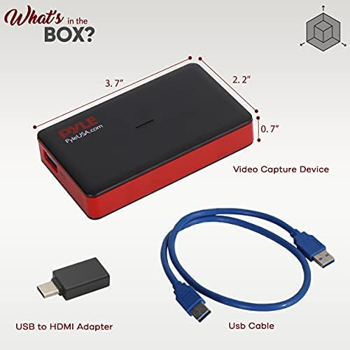 PyleUsa Capture Card Device, 4K HDMI Video Capture Card, 1080P 60FPS, HDMI to USB 3.0 Capture Card for Live Streaming Work with Camera, USB, SD, PC