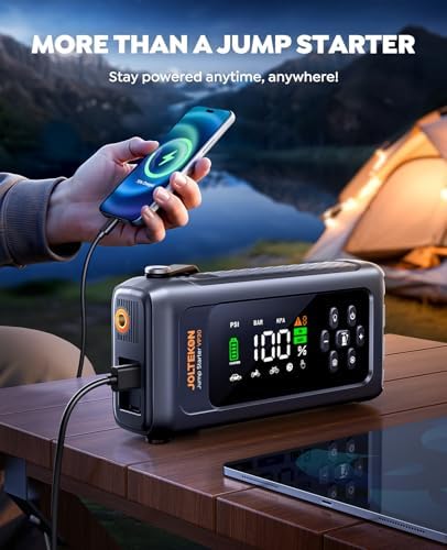 Car Battery Jump Starter with Air Compressor 4500A 150PSI, Car Jumper Starter Portable (9L Gas/8L Diesel)