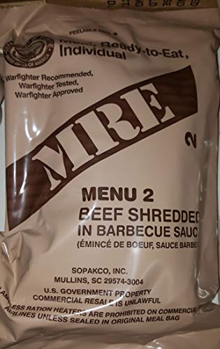 2021 Genuine Military MRE Meals Ready to Eat with Inspection Date 2021 or Newer (Beef Shredded in Barbecue Sauce)
