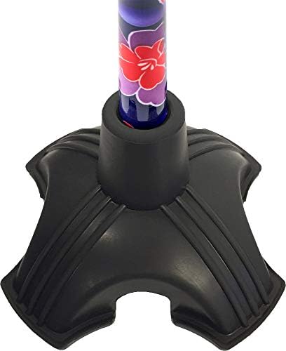 NOVA Stand Alone Quad Cane Tip – Extra-Wide Self-Standing Rubber Base with Non-Slip Grip Traction