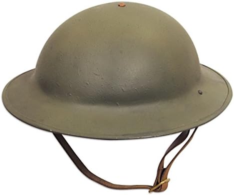WWI Doughboy Helmet Replica – 18 Gauge Steel M1917 U.S. Army Helmet with Adjustable Canvas Liner Historical Collectible reenactors Display