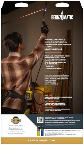 Bernzomatic BZ8250HT Reach Hose Torch, Trigger-Start Hose Torch with Included Holster For Fuel Canister, Red (8250 Reach Torch)