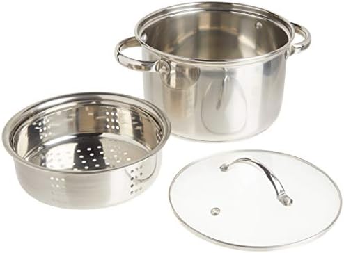 Norpro 4-Quart Steamer Cooker, 3 Piece Set, Stainless Steel