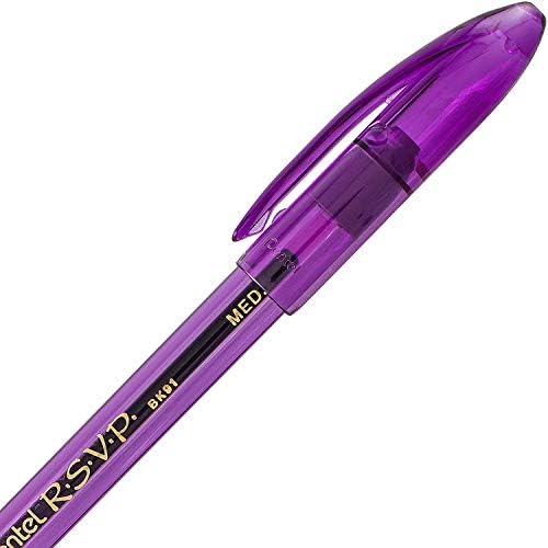 Pentel RSVP Ballpoint Pen, (1.0mm), Medium Line, Assorted Ink, Pack of 8 (BK91CRBP8M)