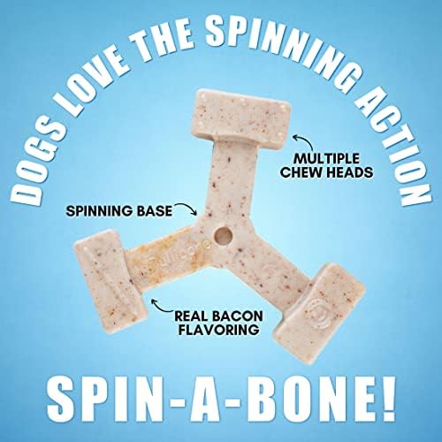 Bullibone Nylon Dog Chew Toy Spin-a-Bone - Interactive Dog Toy, Triggers Natural Instincts, and Improves Oral Health