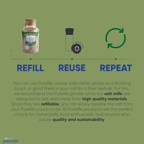 Purelife Himalayan Rock Salt with Mixed Herbs & Spices – Gourmet Kosher Natural Crystal Blend with Minerals in Glass Bottle with Ceramic Mill