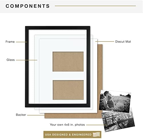 MCS East Village Picture Frame, 18x18 Matted to 12x12, Black, 2-Pack
