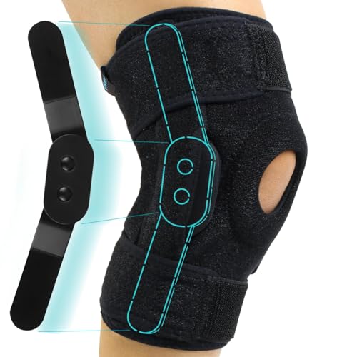 Vive Hinged Knee Brace - Relieves ACL, MCL, Meniscus Tear - Lightweight, Comfortable, Breathable Open Patella Wrap with Side Stabilizers - for Women & Men - Adjustable Strap for Tendonitis | Comfortable, Breathable Open Patella Wrap with Side Stabilizers…