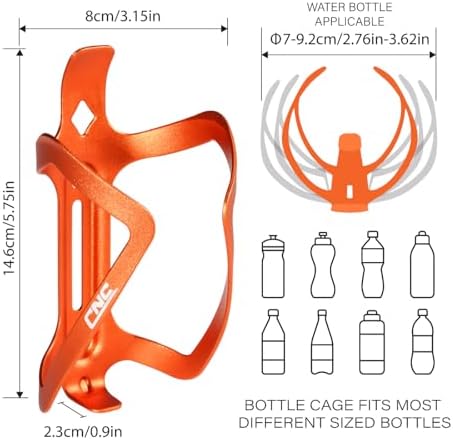 CNC Bike Water Bottle Holder，2-Pack Bike Bottle Cage for MTB Road Bike，Black