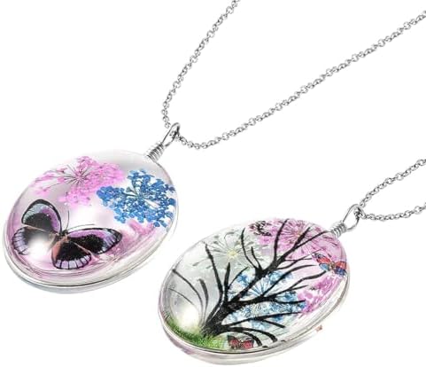 Chain of 2 Pendant Necklace Steel Set Size 24" (ButterflyOwlButterfly2)