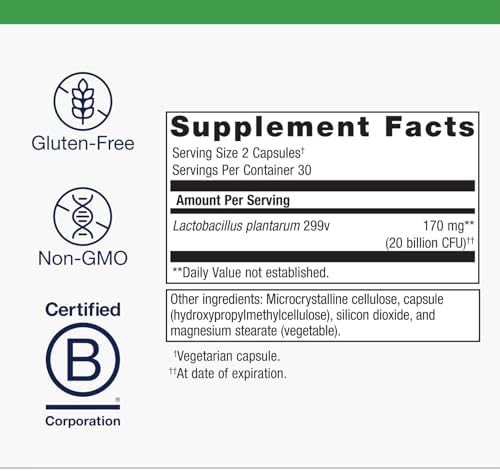 Metagenics UltraFlora Intensive Care Probiotic - 20 Billion CFU Clinically Tested Lactobacillus plantarum 299v* - Supports Digestive Health & Bowel