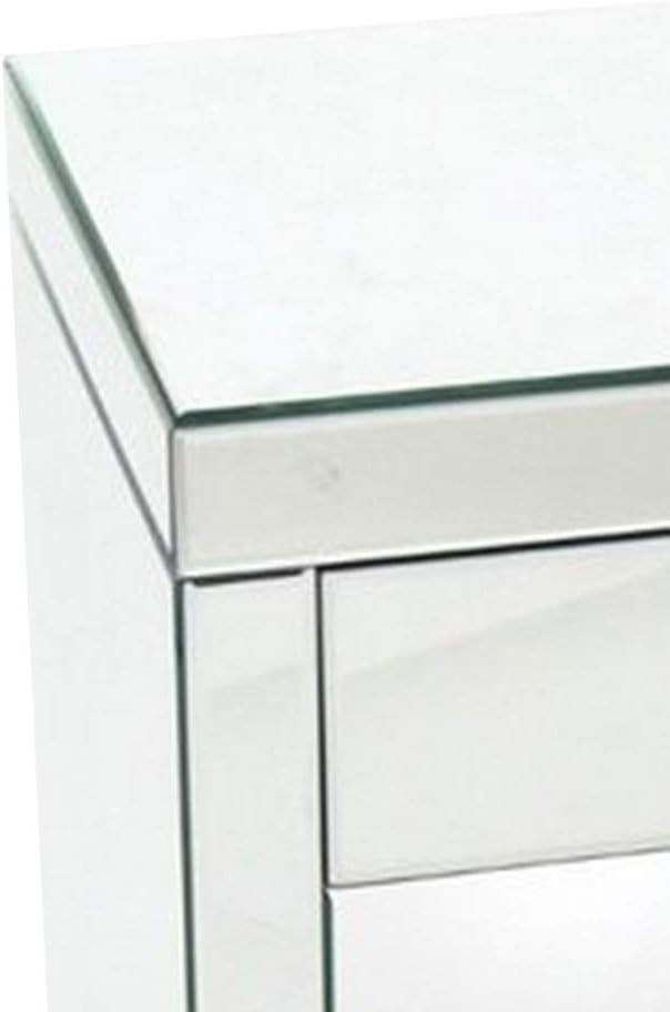 Benjara 26" Beveled Mirror Chest with 1 Drawer- Silver