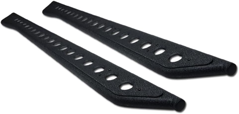 7422444828881 Compatible with 2022-2023 Toyota Tundra Double (Extended) Cab Textured Black Round Pattern Rock Slider Rocker Style Side Step Rail
