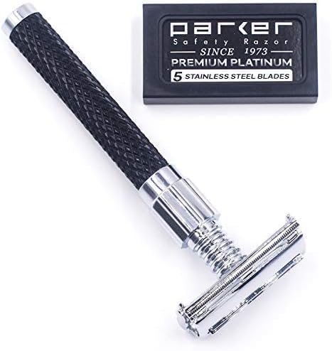 Parker 92R Graphite Gray Butterfly Double Edge Safety Razor, Long Handle | Twist-To-Open Loading And Substantial Weight Provide Secure Control