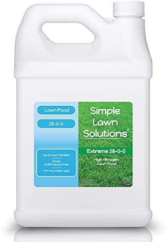Maximum Green & Growth Fertilizer High Nitrogen 28-0-0 Liquid Lawn Food Spray Spring & Summer- Any Grass Type- Simple Lawn Solutions - Concentrated Quick & Slow Release Attached Sprayer (32 Ounce)