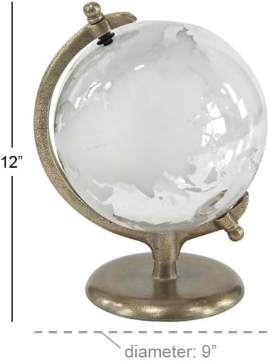 Deco 79 Aluminum Globe with Tiered Base, 9" x 8" x 13", Copper