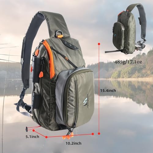 M MAXIMUMCATCH Maxcatch Fly Fishing Sling Pack Tackle Storage Shoulder Bag for Outdoor Fishing Hiking Hunting