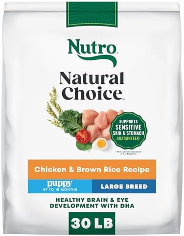 Nutro Natural Choice Large Breed Puppy Dry Dog Food, Chicken, 30 lb | Real chicken #1 ingredient, non-GMO, no corn, wheat, soy, supports brain & eye development, bones, muscles & joints