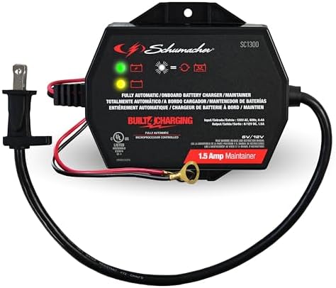 Schumacher Electric 1.5A Car Battery Charger & Maintainer, 6V/12V – SC1300