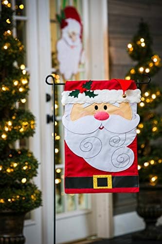 Evergreen Flag Embellished Santa Claus Christmas Applique Garden Flag - 12.5 x 18 Inches Outdoor Decor for Homes and Gardens