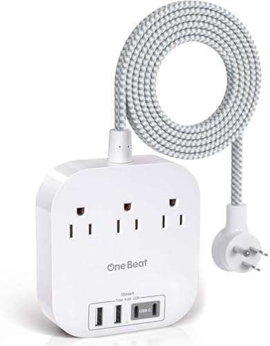 One Beat Power Strip with USB C, 3 Outlets 4 USB Ports (22.5W/4.5A), 6ft