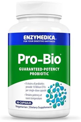 Enzymedica Pro-Bio Probiotic Supplement for Digestive & Gut Health - Daily Probiotic Capsules for Women & Men, 10 Billion CFU, Helps Reduce Gas & Bloating, Stomach Acid Resistant - 30 Caps