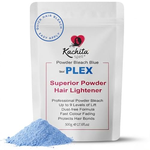 Kachita Spell Professional Blue Hair Bleach Lightener with Plex Technology, Up to 9 Levels of Lift Bleach Powder & Hair Decolorization for Highlights