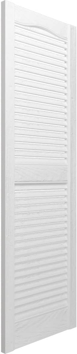Ekena Millwork LL1S12X02500BW Lifetime Vinyl Standard Cathedral Top Center Mullion with Open Louver Shutters, 12" W x 25" H, Bright White, 1 Piece