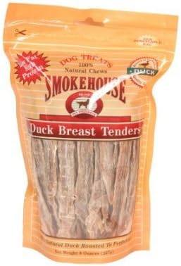 Smokehouse 100% Natural Duck Breast Tenders Dog Treats, 8 Ounce Reseal Bag