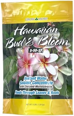 Grow More Urea-Free Hawaiian Bud and Bloom 5-50-17 Fertilizer - 1.5lbs of Water Soluble Bloom Booster Fertilizer for Flowers - High Phosphorus Flower Food for Enhanced Bud Formation & Vigorous Blooms