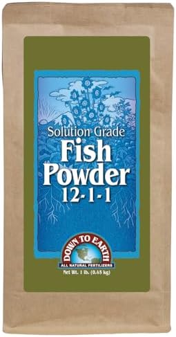 Down To Earth All Natural Fertilizers Solution Grade Fish Powder - 1 lb | Organic Water Soluble Nitrogen, Makes up to 50 Gallons of Liquid Fish Fertilizer for Soil or Foliar Spray 12-1-1