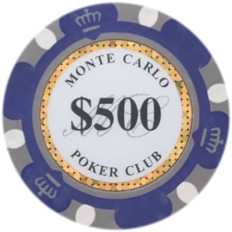 Brybelly Monte Carlo Premium Poker Chips (50-Pack) Heavyweight 14-Gram Clay Composite