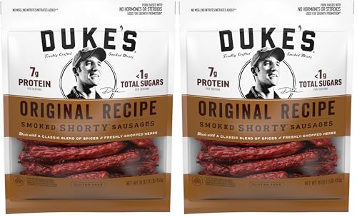 Duke's Pork Original Smoked Shorty Sausages, 7g Protein Per Serving, 4 oz. (Pack of 8)