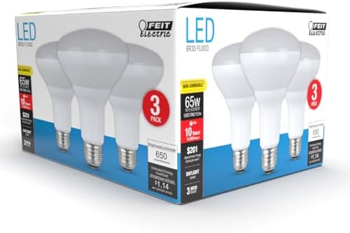 Feit Electric BR30 LED Light Bulbs, 65W Eq, Soft White, 3 Pack
