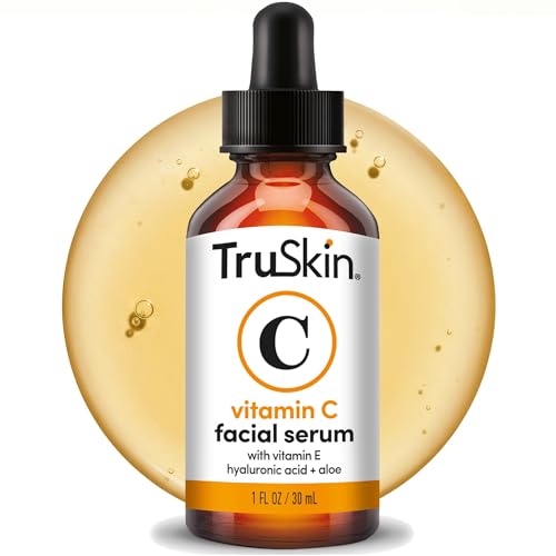 TruSkin Brightening Vitamin C Serum for Face with Hyaluronic Acid, 2 fl oz | Anti aging face serum with Vitamin E to improve the look of dark spots, fine lines, skin tone & support radiant-looking skin