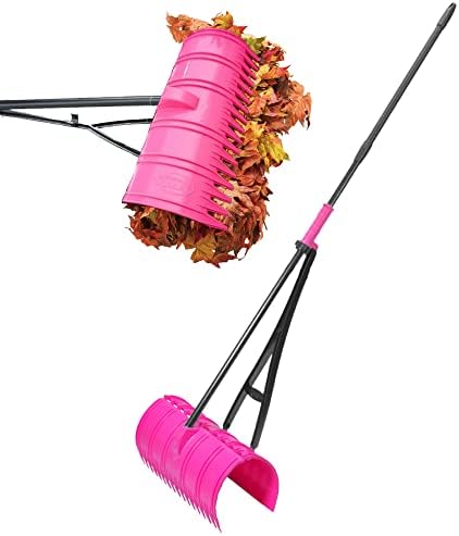 Back Saving Garden Rake ― Leaf Rakes for Gardening ― Leaf Picker Upper ― Heavy Duty Leaves Claw & Rakes Lawns Garden Tool ― Easy Leaf & Grass Grabber Without Bending Over ― Yellow