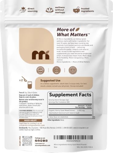Micro Ingredients Organic Horny Goat Weed Powder for Men and Women